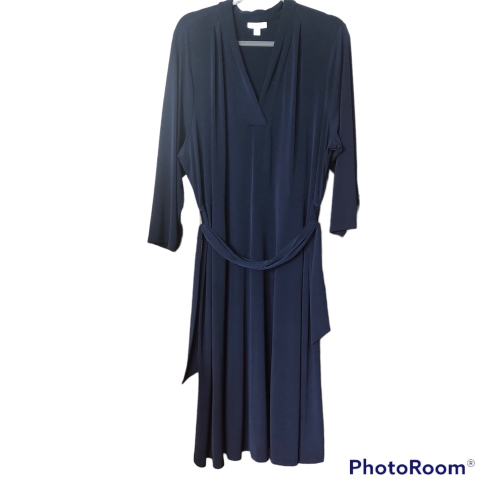 Charter Club French Twist Navy Blue Plus Size Midi Dress 3X - Picture 3 of 12